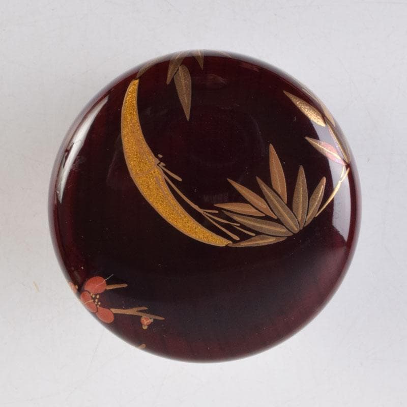 茶道具　輪島塗　蒔絵師　北浜宗貴作　﨔目すり　花丸文　長棗　共箱　M　R9323