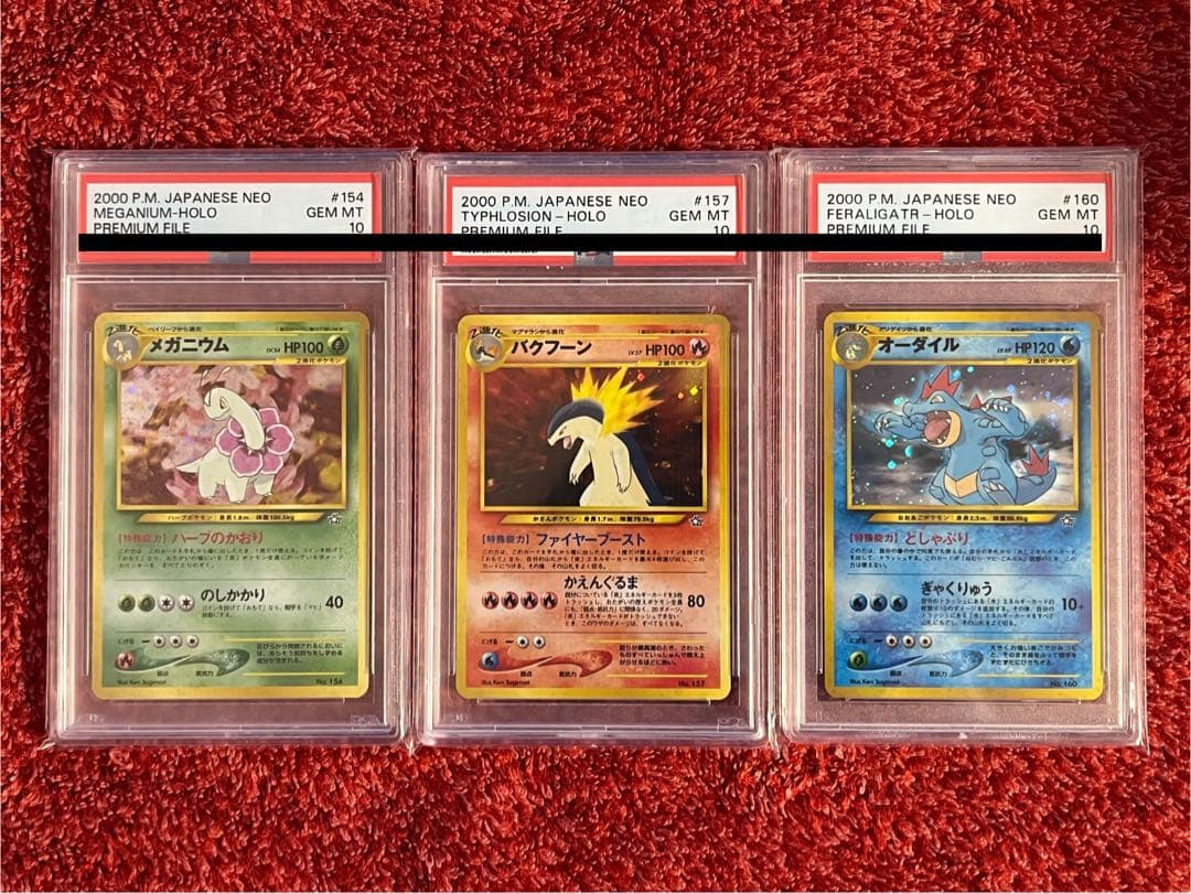 メガニウム バクフーン オーダイル プレミアムファイル 旧裏 PSA10