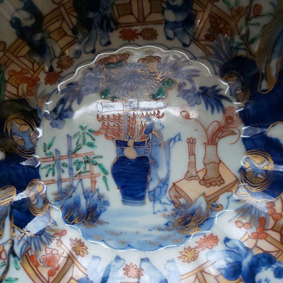 A 202 古伊万里 桜花唐子文色鉛筆鉢