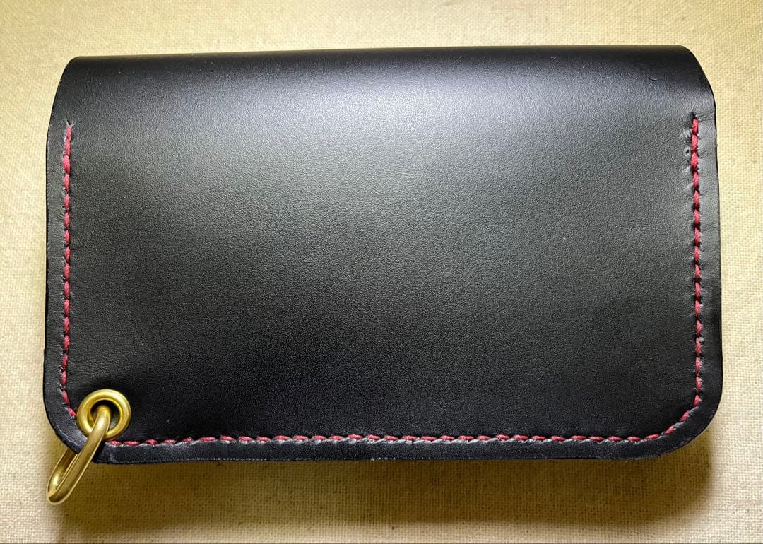 ミドル トラッカーウォレット ポケット部分本革ハラコ豹柄 3層 姫路レザー