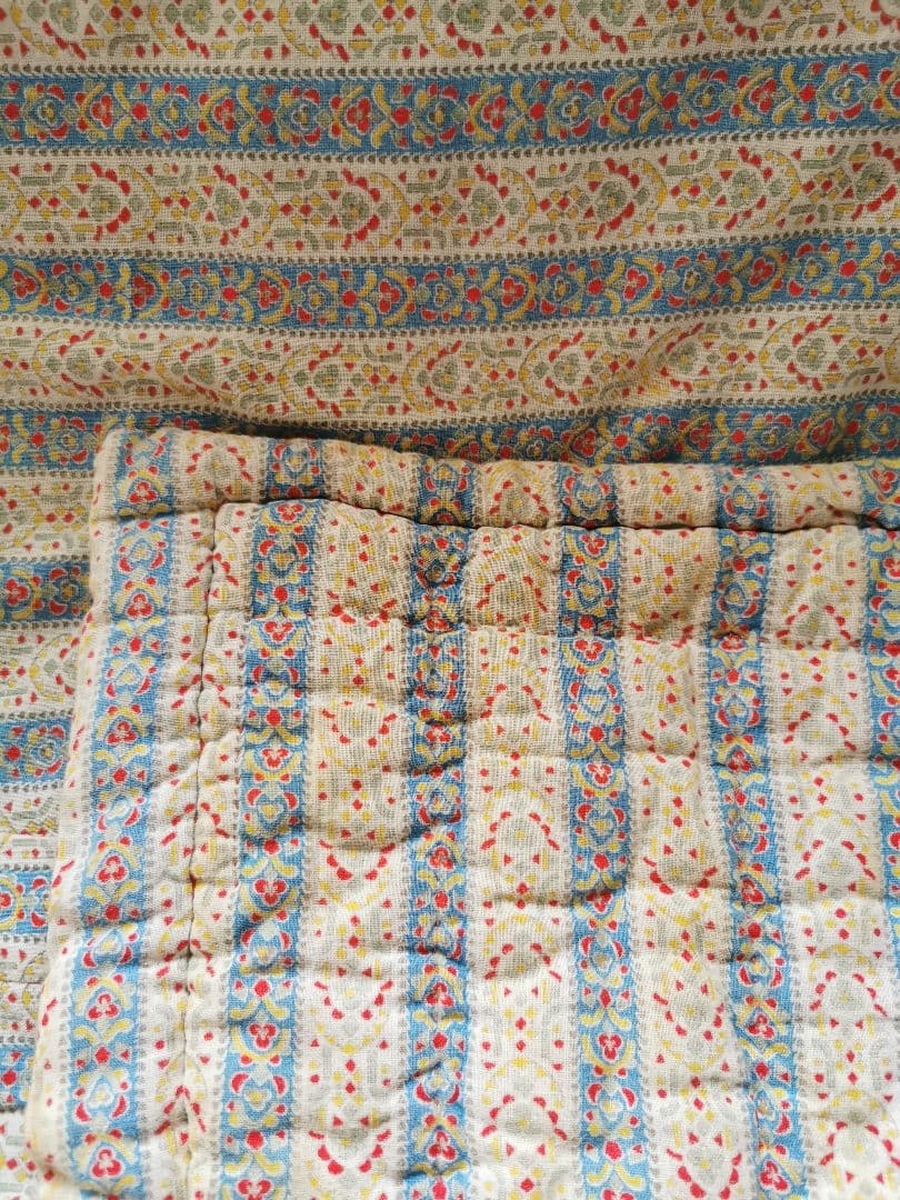 アンティーク両面フレンチファブリック プロヴァンスブティキルト 手縫い肉厚綿入り
