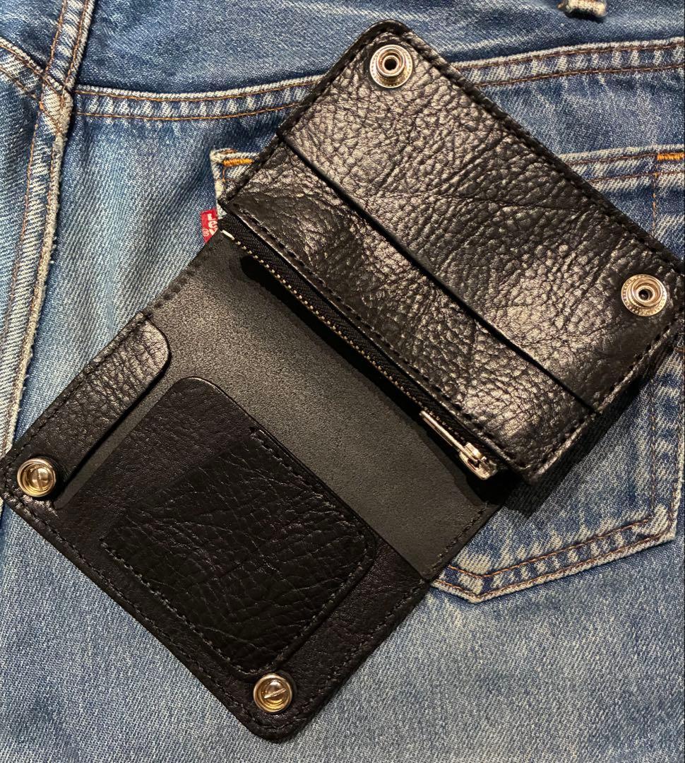 ミドル　トラッカーウォレット　シュリンクレザー　シルバー925 アイアンクロス