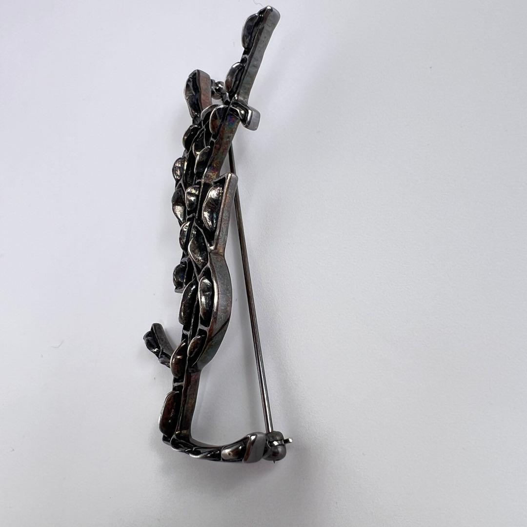 【極美品】サンローラン　ブローチ　オピウム　YSLロゴ　シルバー