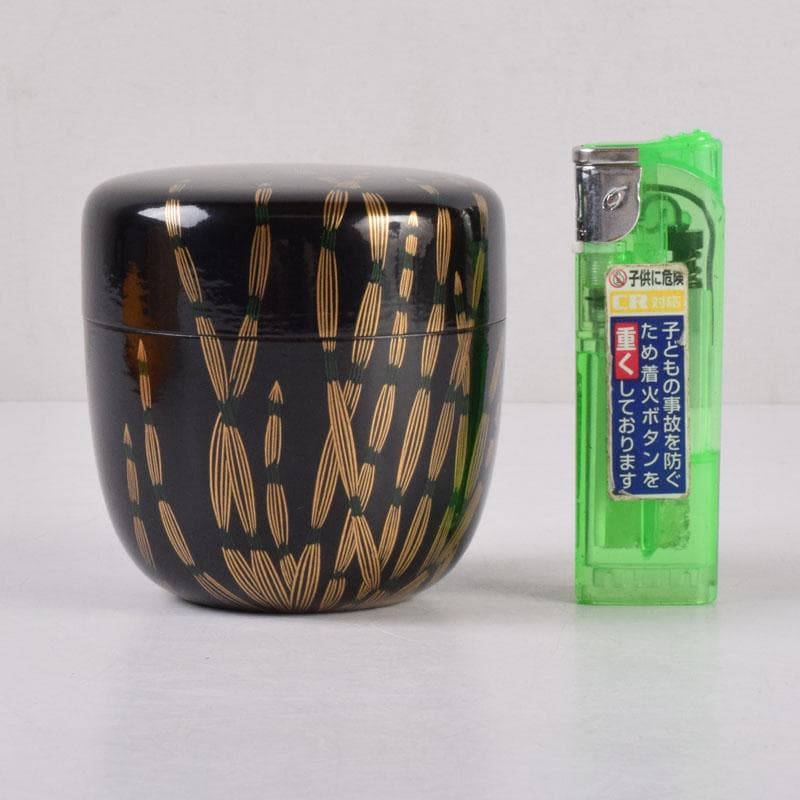 茶道具　吉田一峰作　木賊蒔絵　大棗　即中斉好　共箱　V　8458