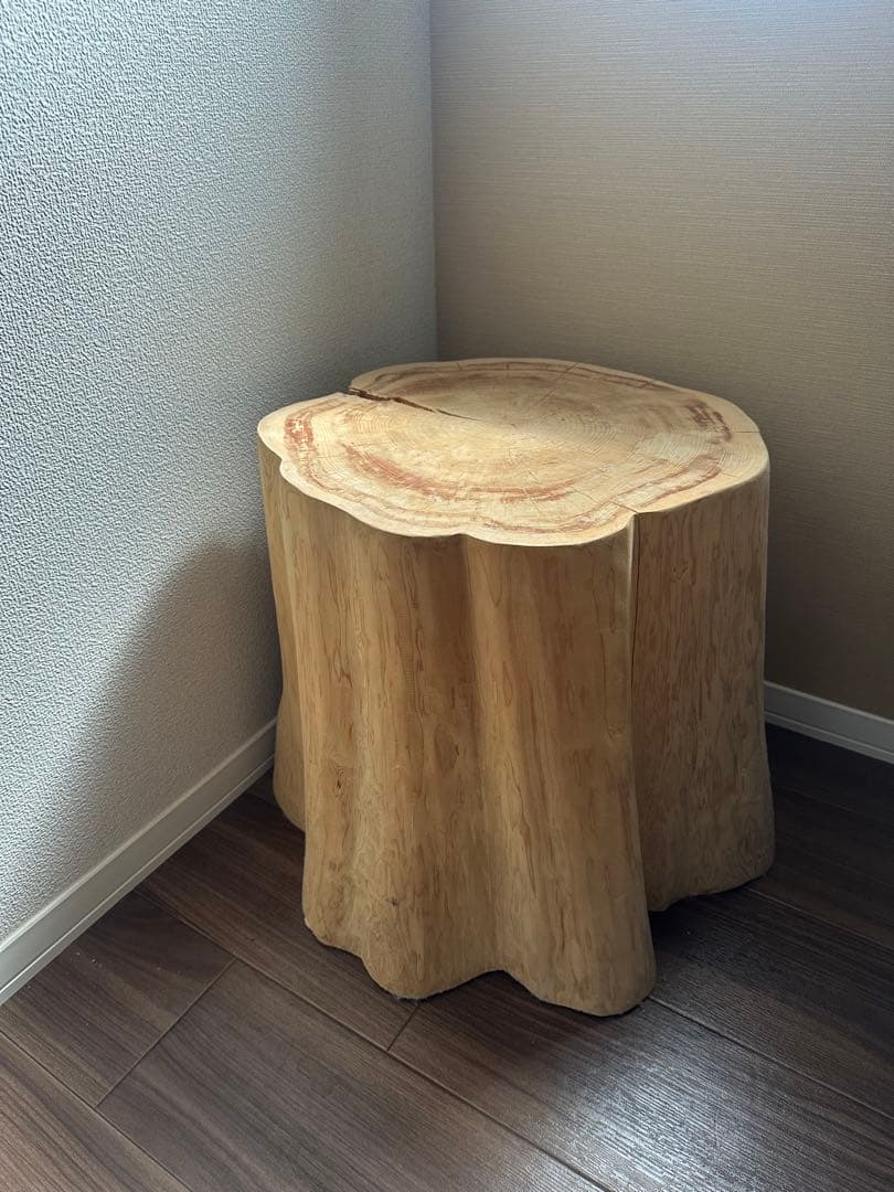 ヒノキ　ナチュラルウッド 切り株　スツール　テーブル　花台　インテリア　椅子