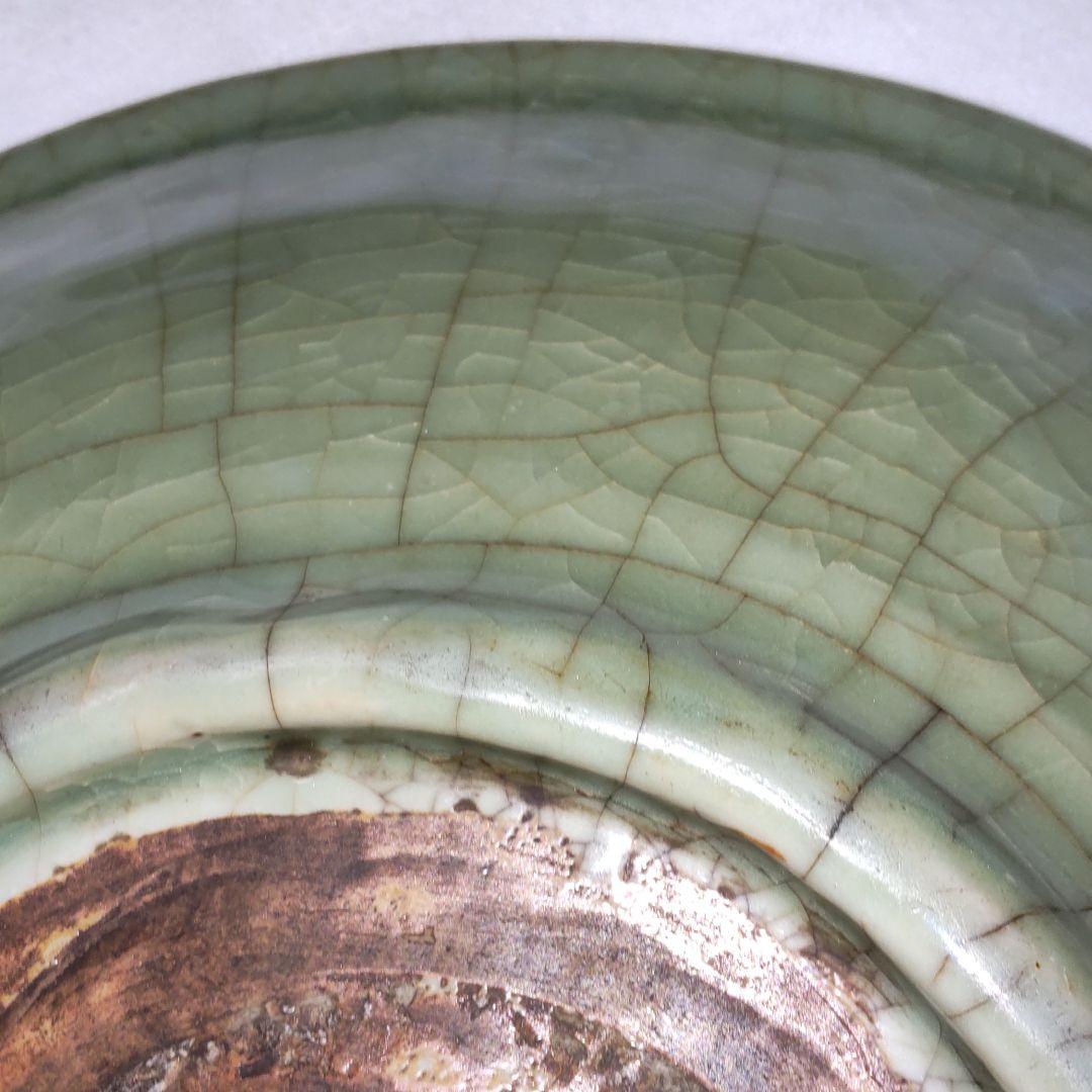 元～明、龍泉窯青磁大盤。