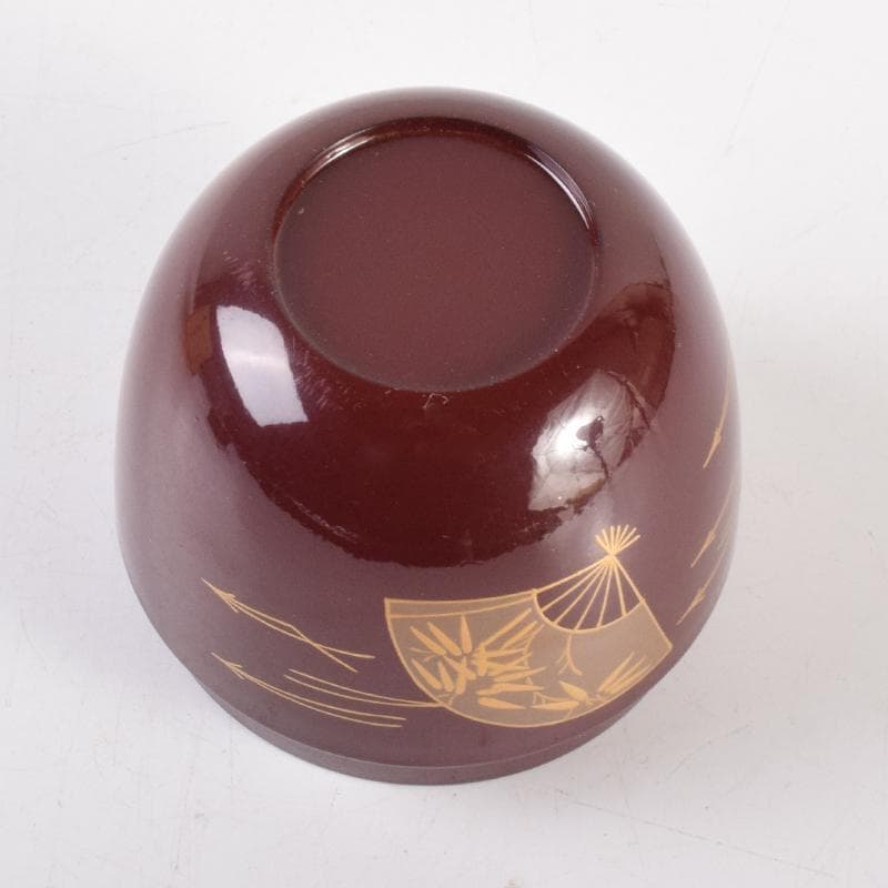 茶道具　輪島塗　立野彩海作　扇面蒔絵　棗　共箱　V　7160