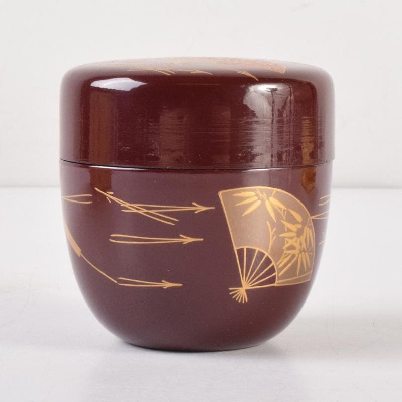 茶道具　輪島塗　立野彩海作　扇面蒔絵　棗　共箱　V　7160