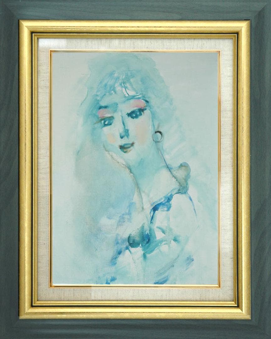 油絵 菅家令子 絵 絵画 インテリア 額付(白) F6-080112 人物 女性