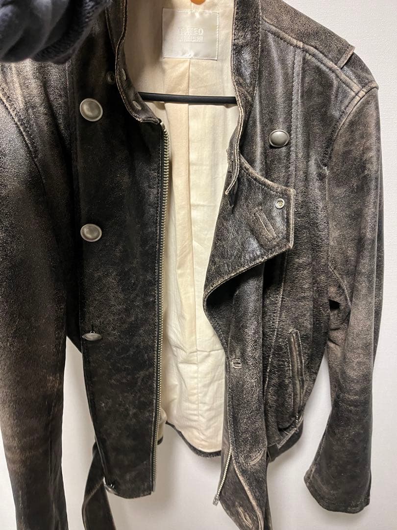 ダークブラウン レザー シングルライダースジャケット