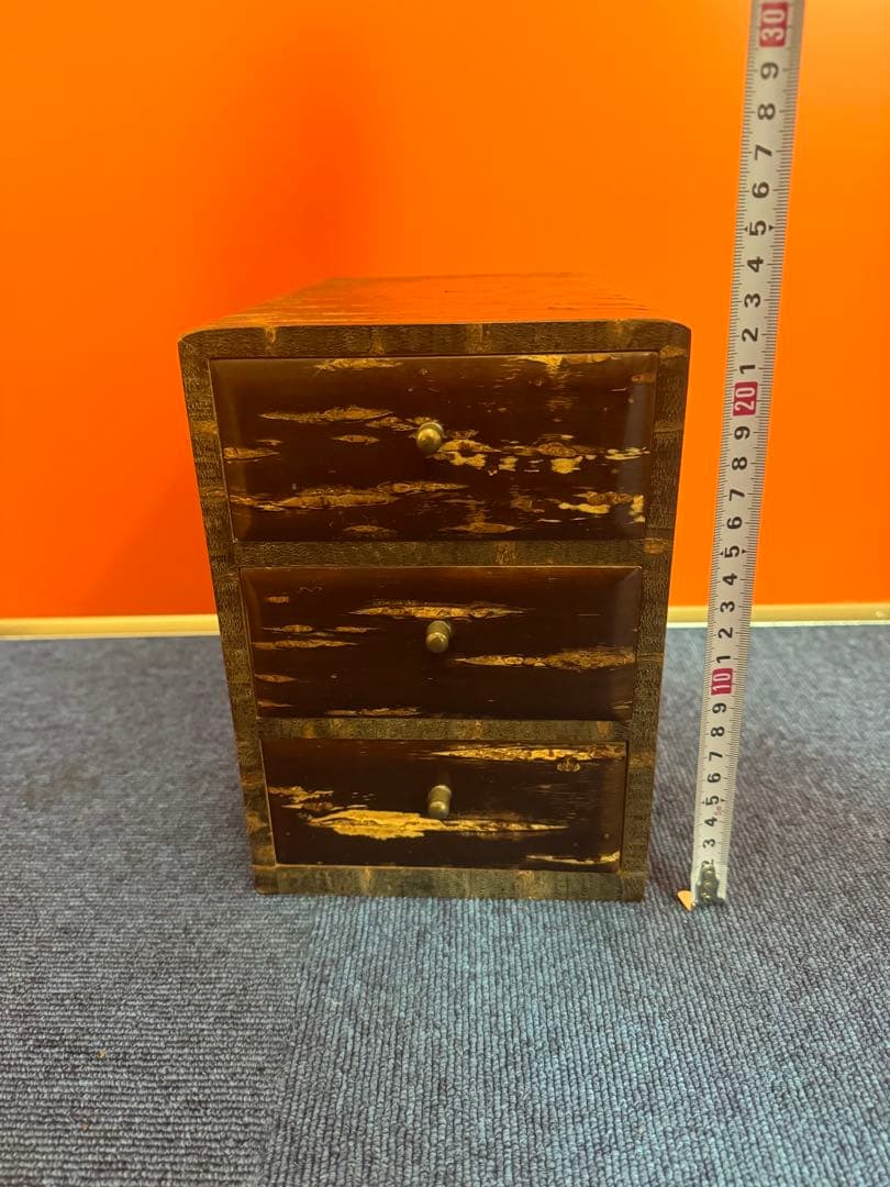 1956 桜皮細工　樺細工　引き出し3段　未使用