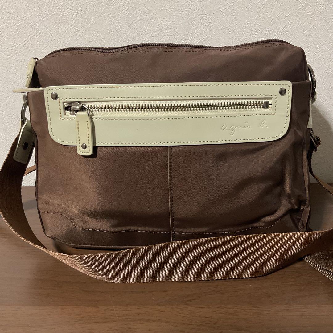 こん 未使用品 美品 アニエスベー レザー×ナイロン ロゴ ショルダー⑤