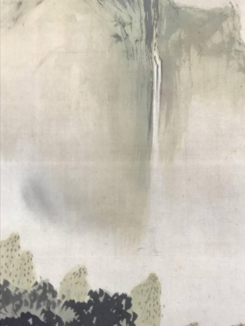 真作/竹橋/竹喬/竹林山水人物図/山水図/滝山水図/掛軸☆宝船☆AD-719