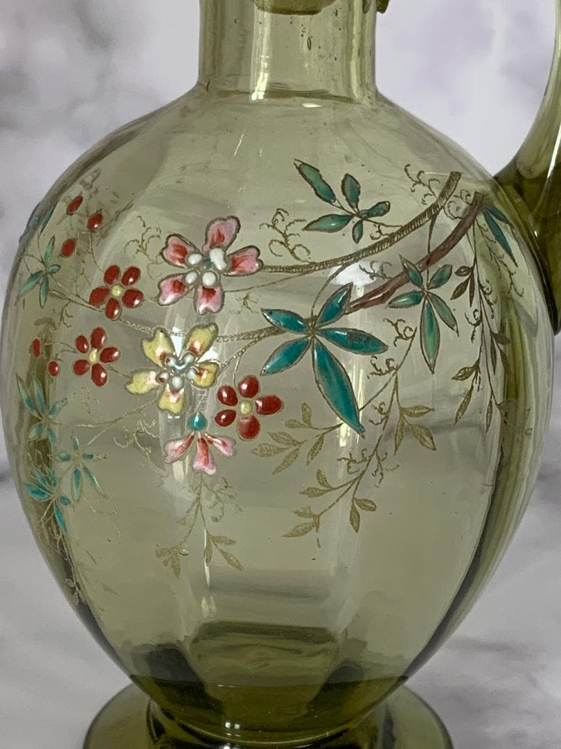 ✨特別価格✨エナメル絵吹きガラスカラフェ・リキュールグラスセットアンティーク