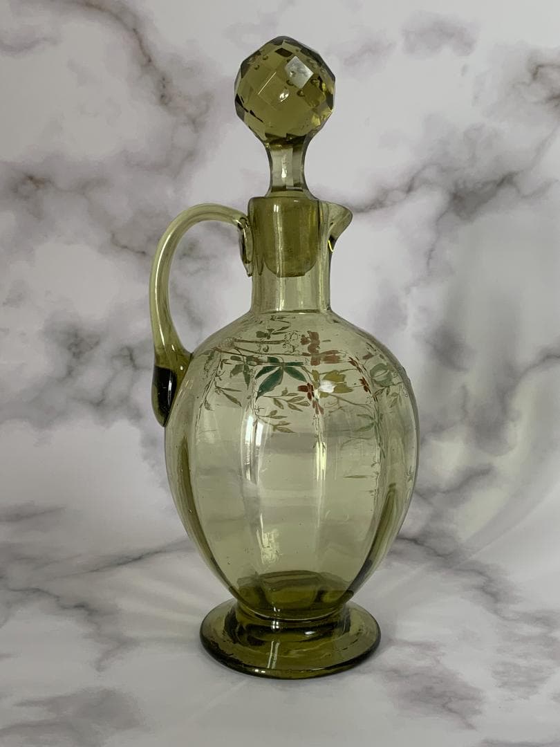 ✨特別価格✨エナメル絵吹きガラスカラフェ・リキュールグラスセットアンティーク