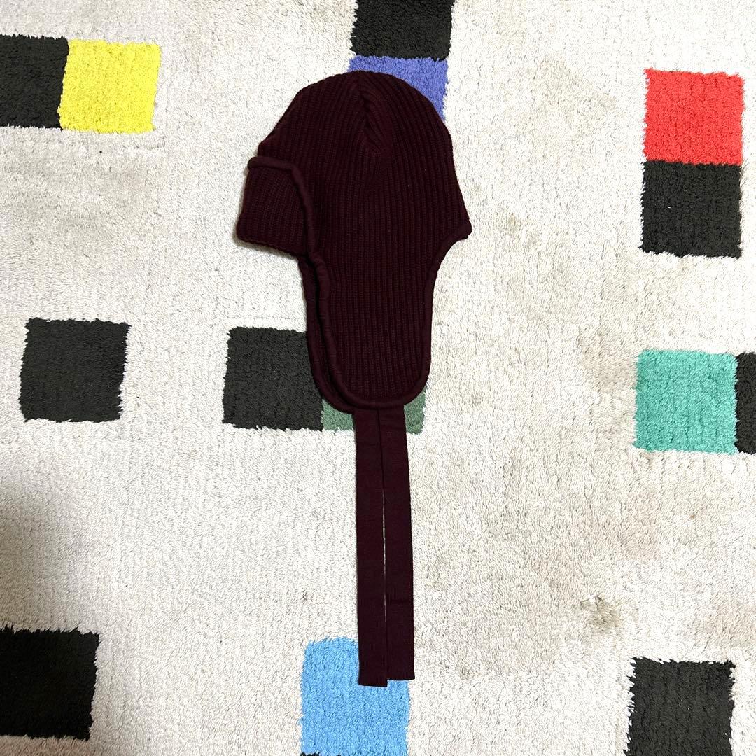 フミエタナカ ear cover knit cap ボルドー　ニット帽