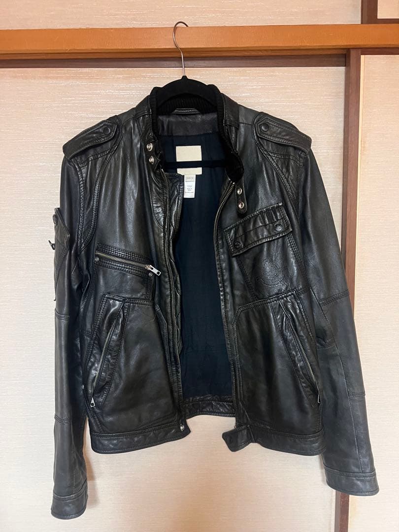 DIESEL レザーシングルライダースジャケット　古着