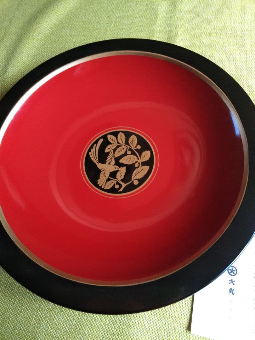 輪島塗　榎に百舌鳥　飾り皿　大皿