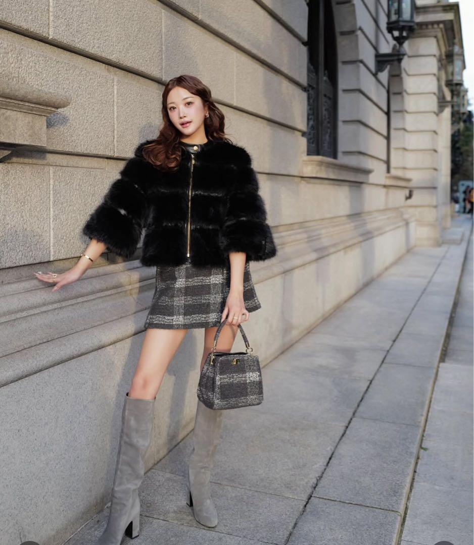 shellerシェリエ check jacquard wrap culottes