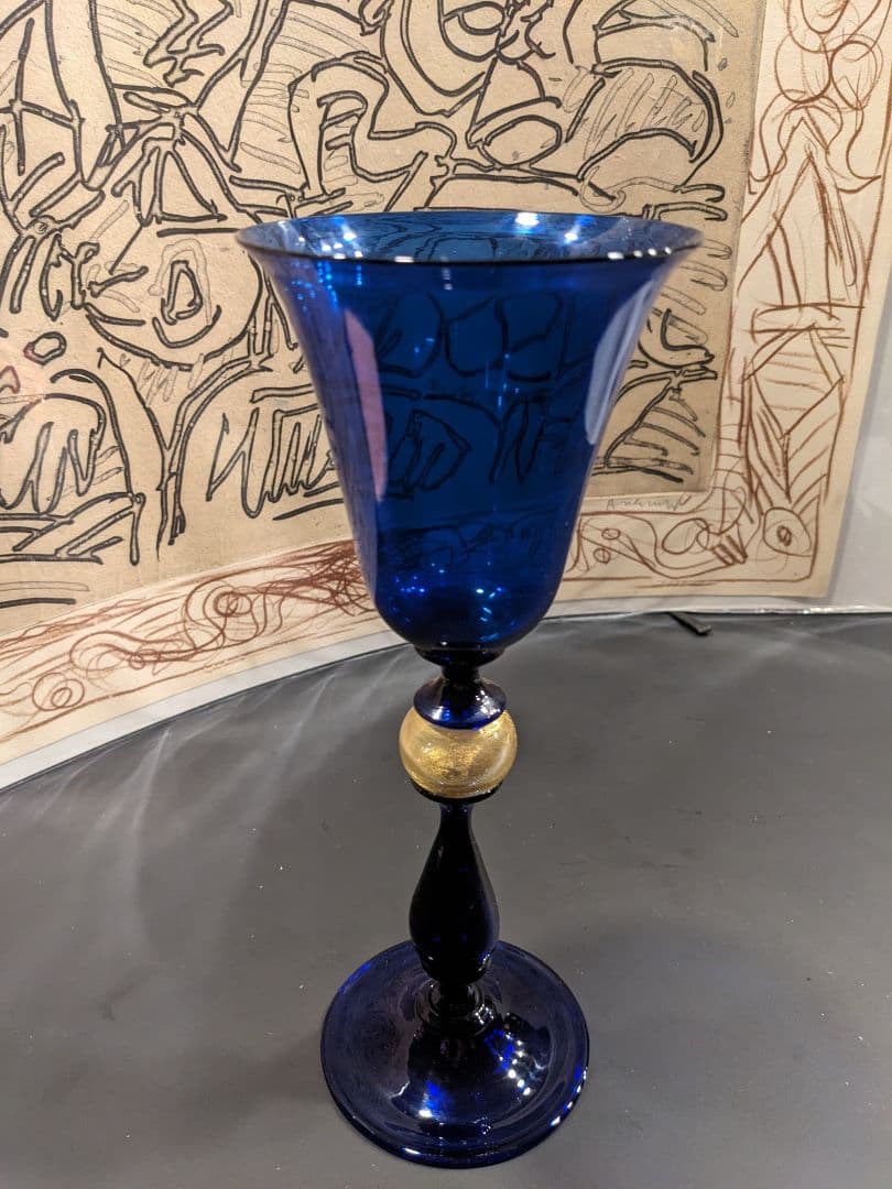 ベネチアンゴブレット-ブルーフルート-オリジナルムラーノグラス