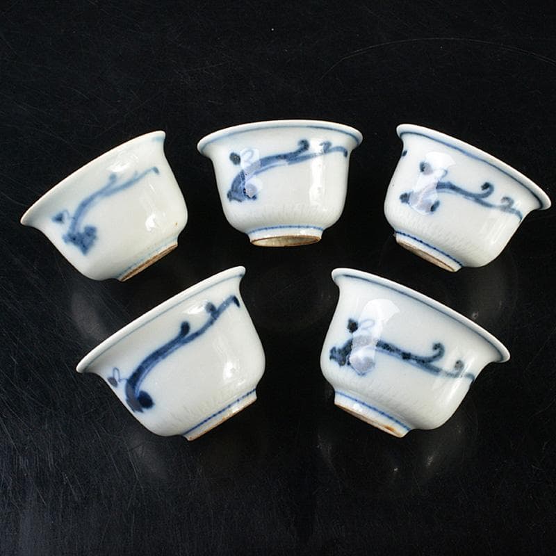 煎茶道具　伊万里焼　古伊万里染付蔦文　煎茶器　五客　V　R6093