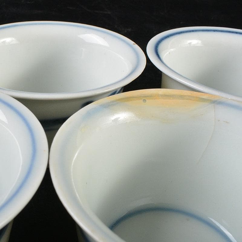 煎茶道具　伊万里焼　古伊万里染付蔦文　煎茶器　五客　V　R6093