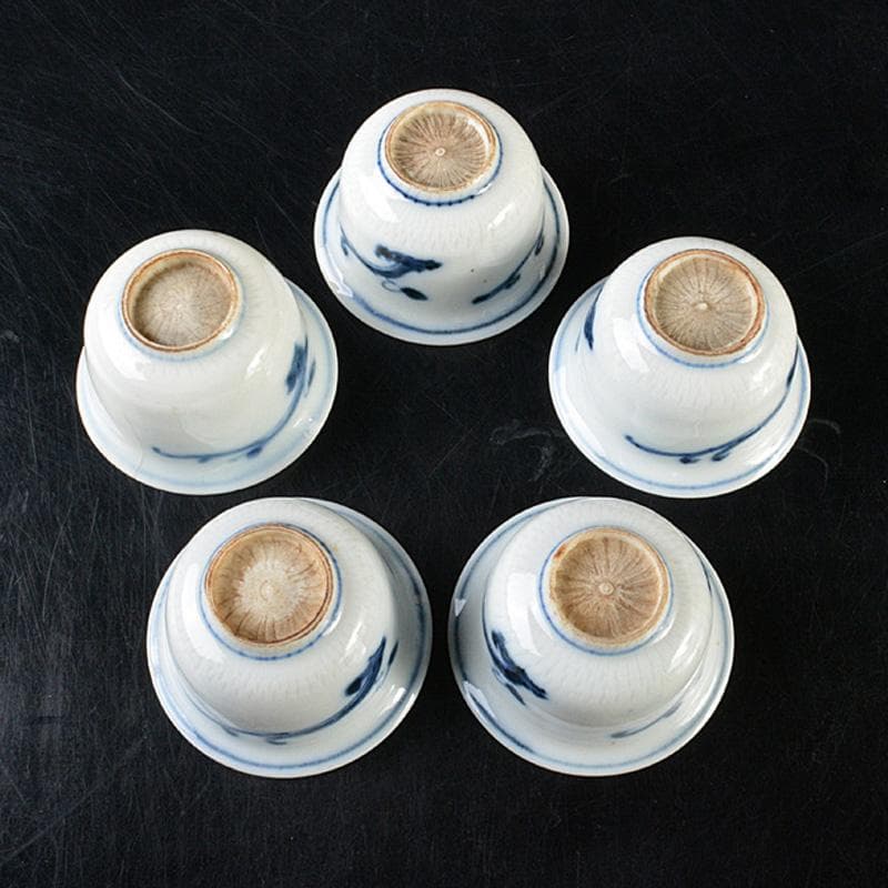 煎茶道具　伊万里焼　古伊万里染付蔦文　煎茶器　五客　V　R6093