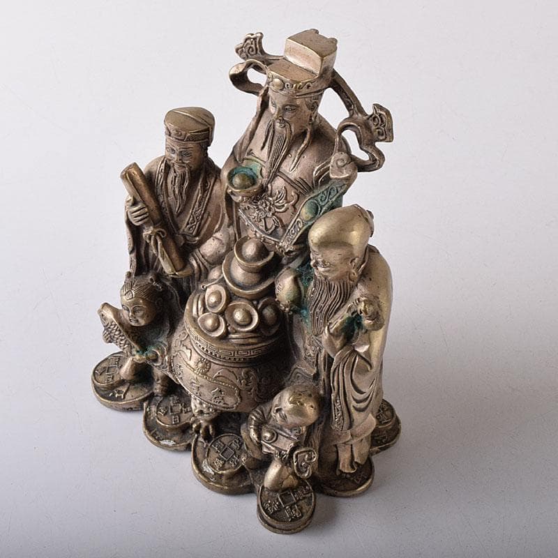仏教美術　青銅古銅　福禄寿三星像　縁起物　置物　V　7833
