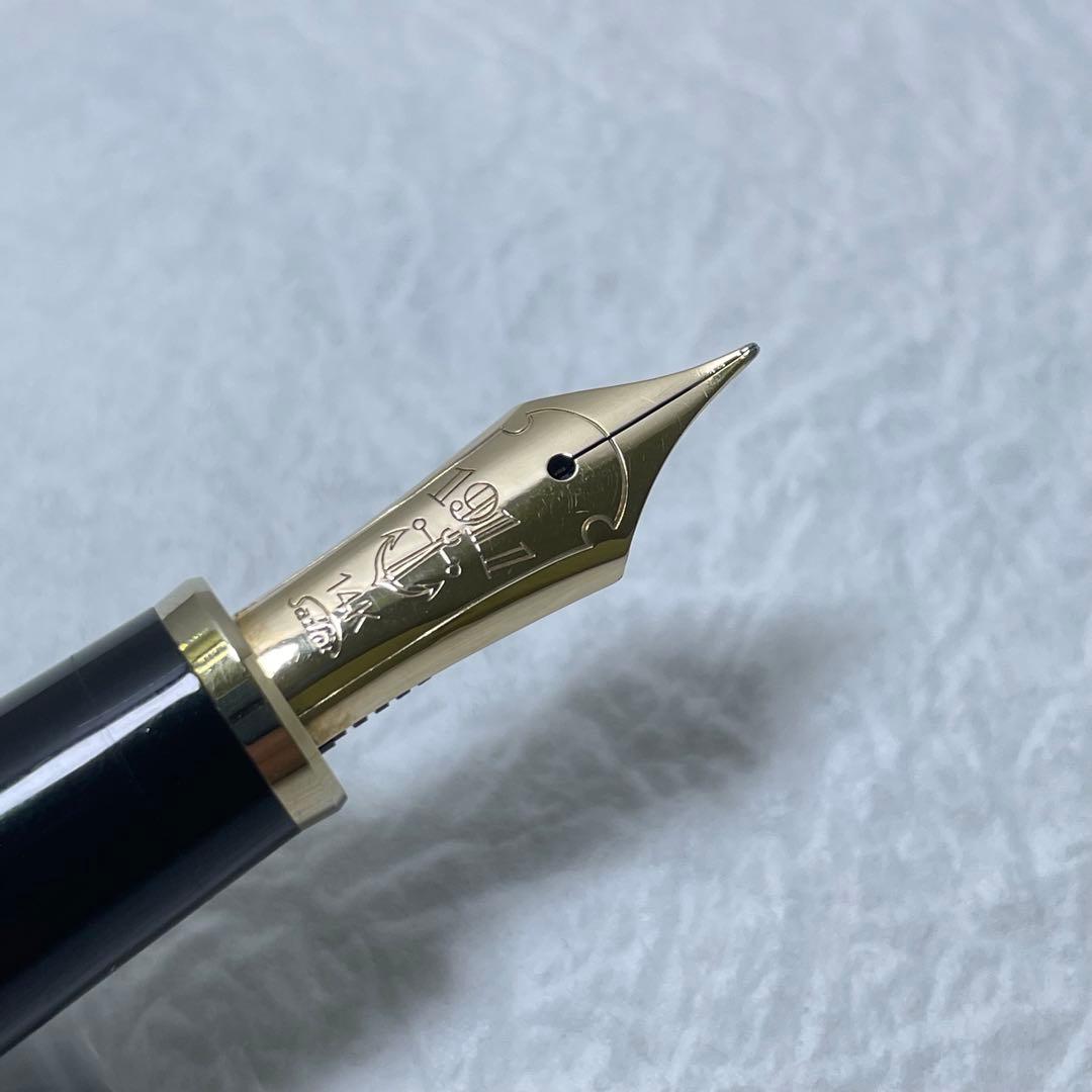 希少 長刀研ぎ セーラー万年筆 プロフィット ジャバラ 黒 長原宣義研ぎ