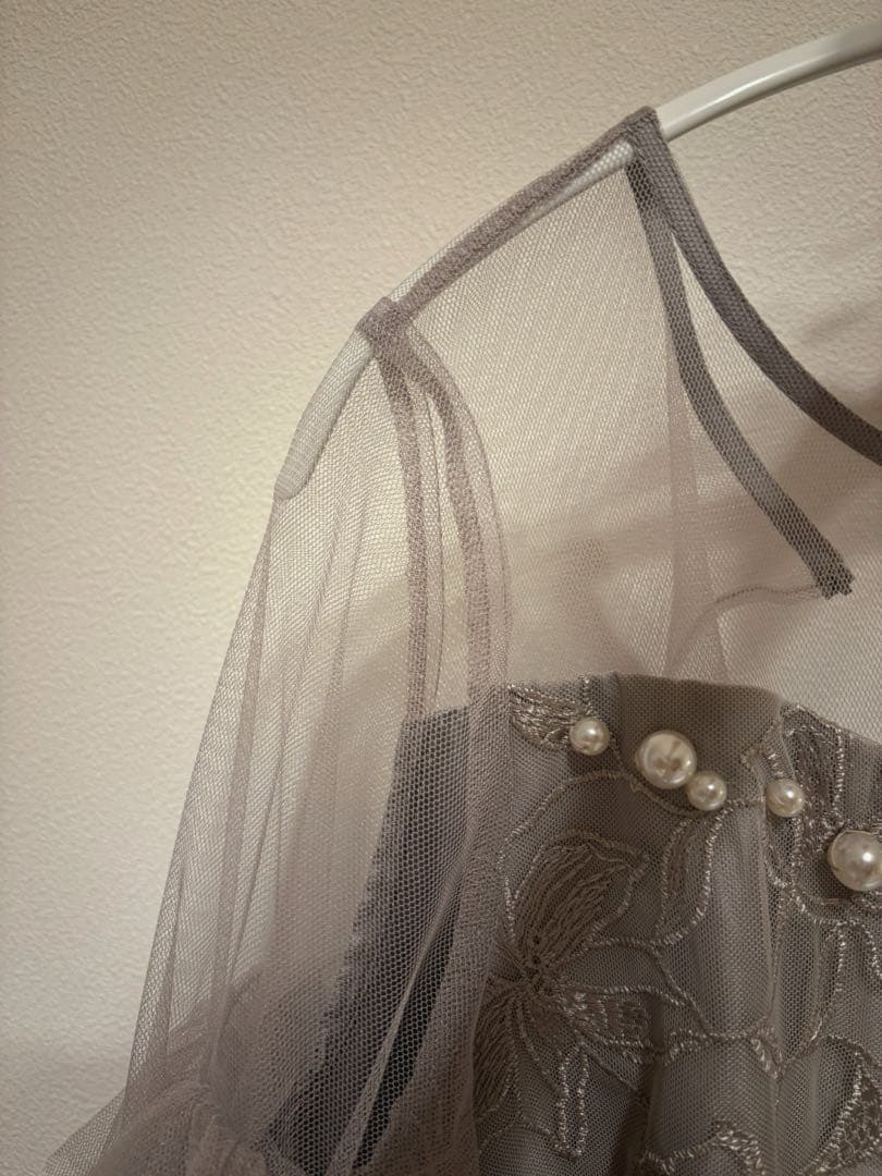 【LE'RURE】 Pearl motif embroidery dress