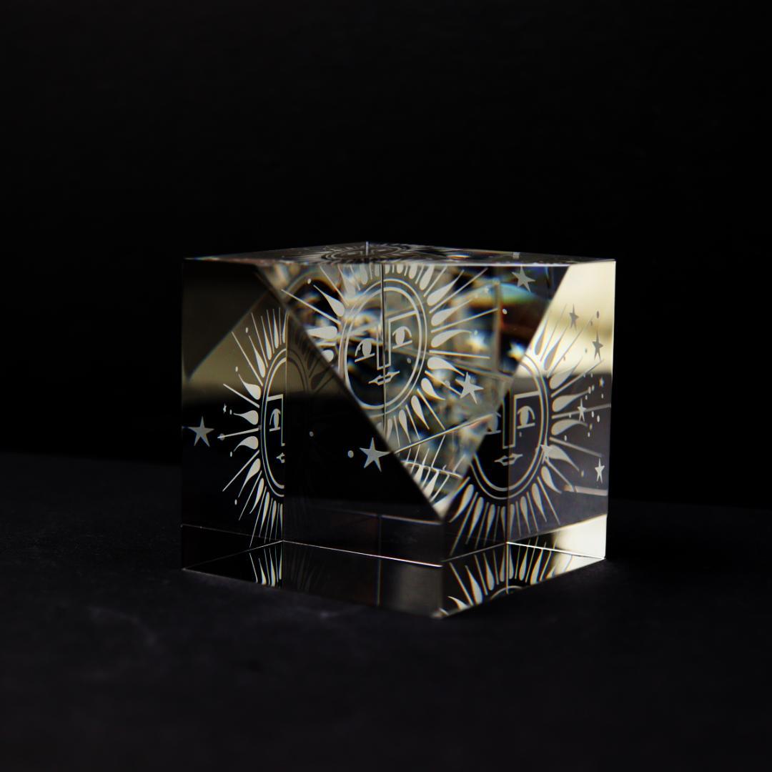 Steuben Galss サンキューブ ペーパーウエイト 置物 箱付