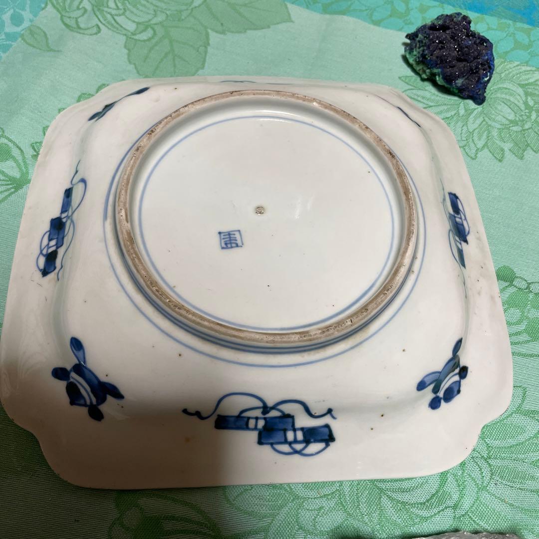 江戸期　古伊万里　染付　変形角皿　飾り皿