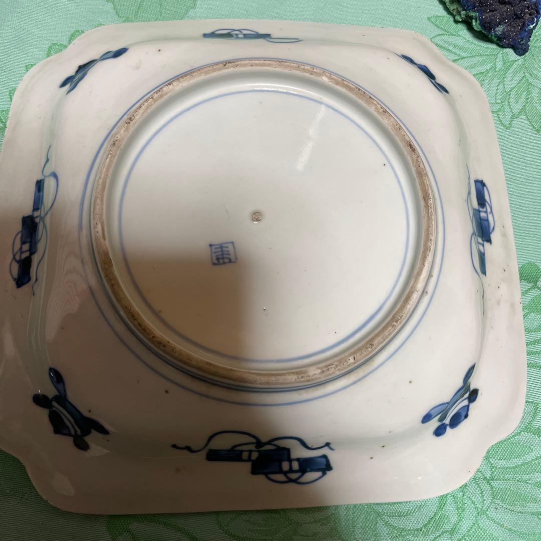 江戸期　古伊万里　染付　変形角皿　飾り皿