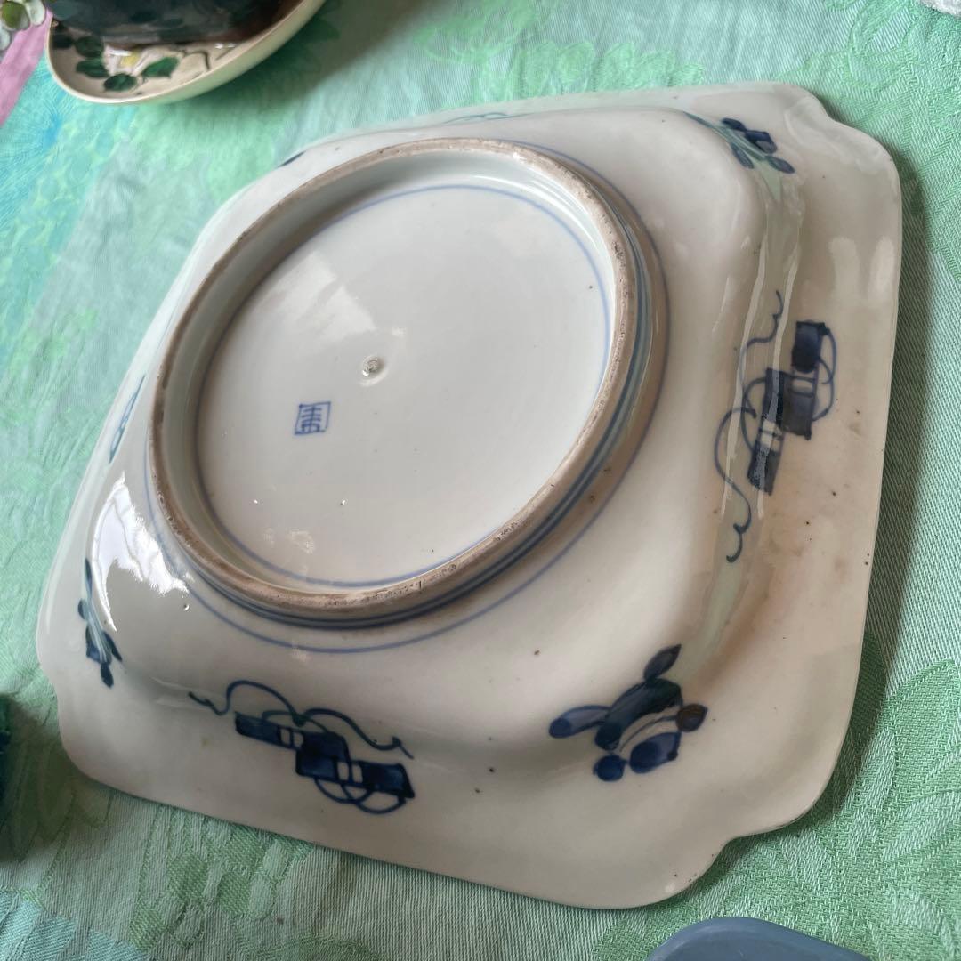 江戸期　古伊万里　染付　変形角皿　飾り皿