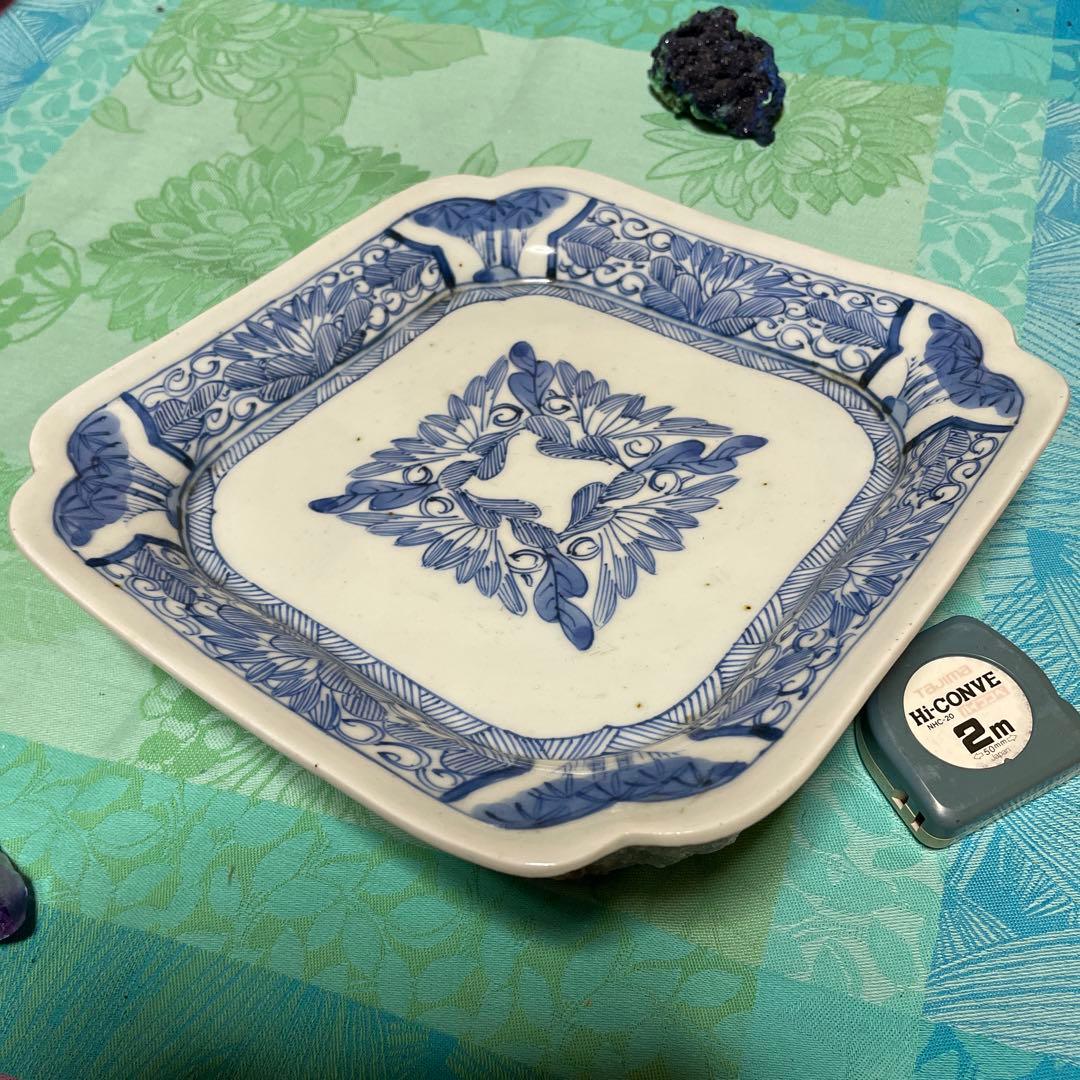 江戸期　古伊万里　染付　変形角皿　飾り皿