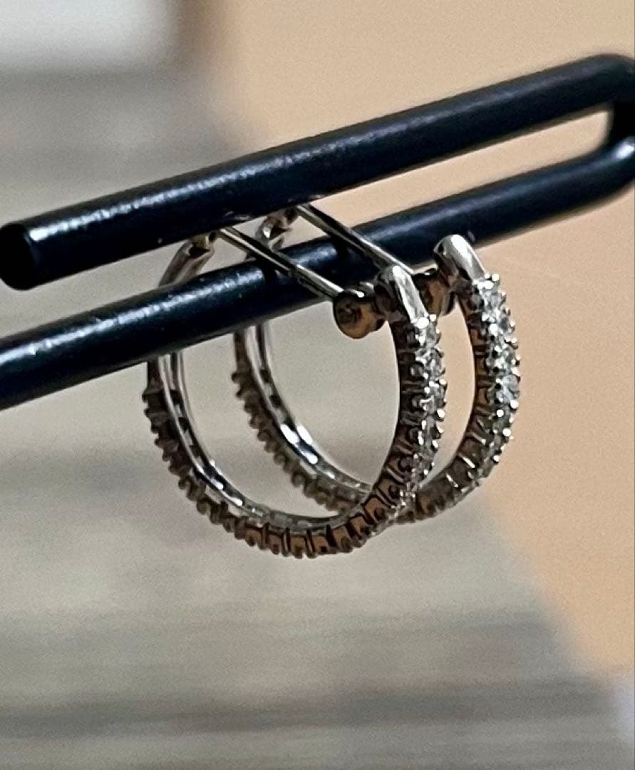 Pt900 フープ ピアス ダイヤモンド 016ct プラチナ