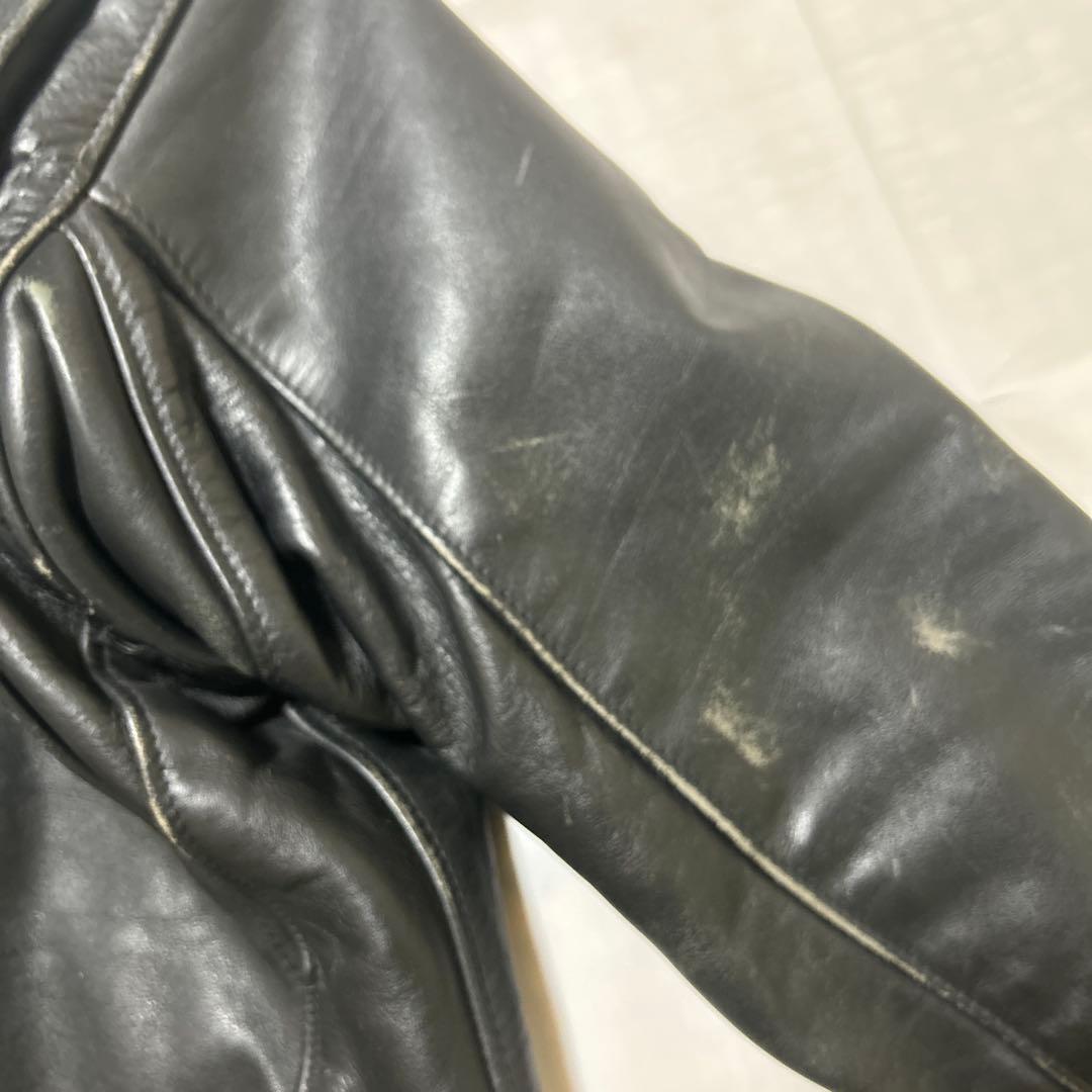 Schott ショット シングルライダース レザー 米国製 40 黒　中ボア無し