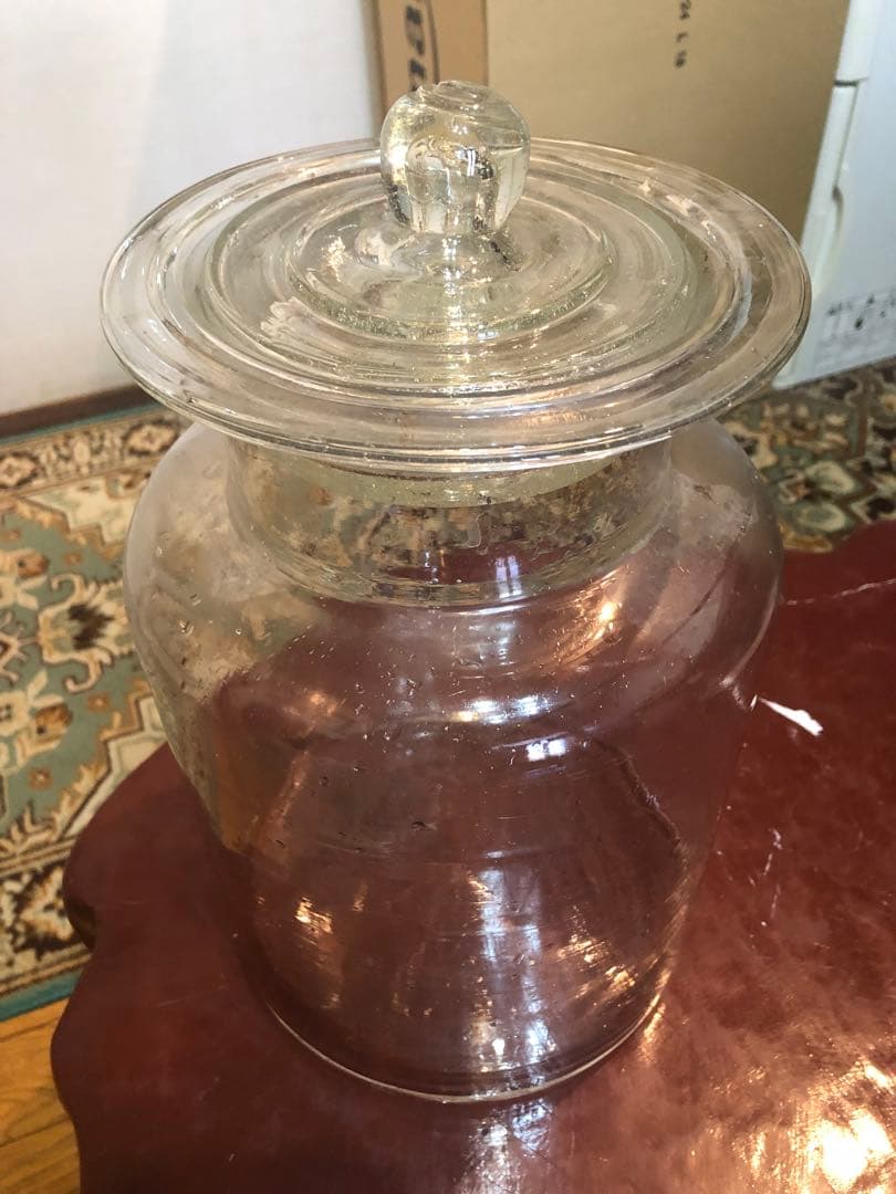 透明ガラス瓶　蓋付き　昭和レトロ