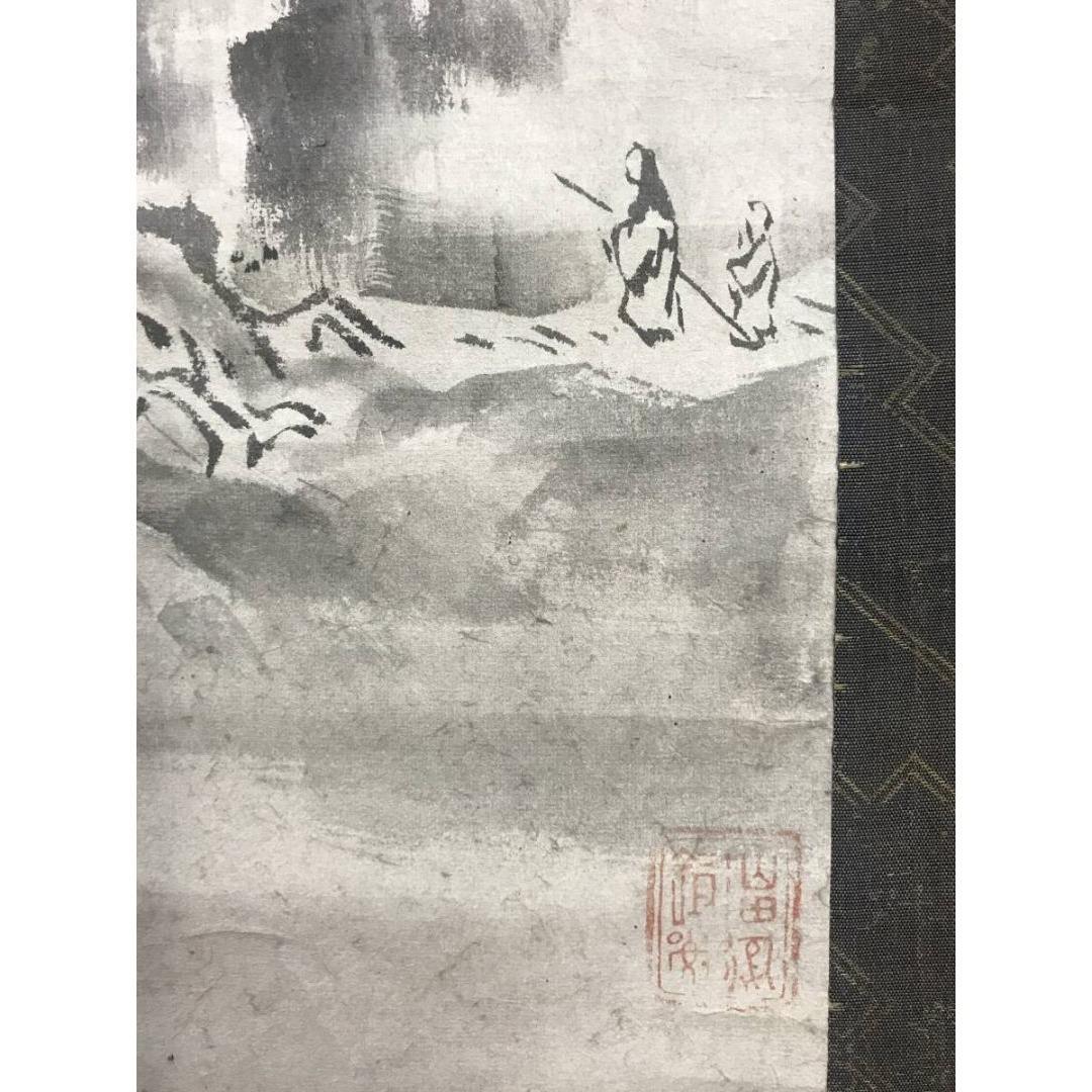 真作/山田道安/山水図/秋冬双幅/掛軸/名家伝来/AK-603