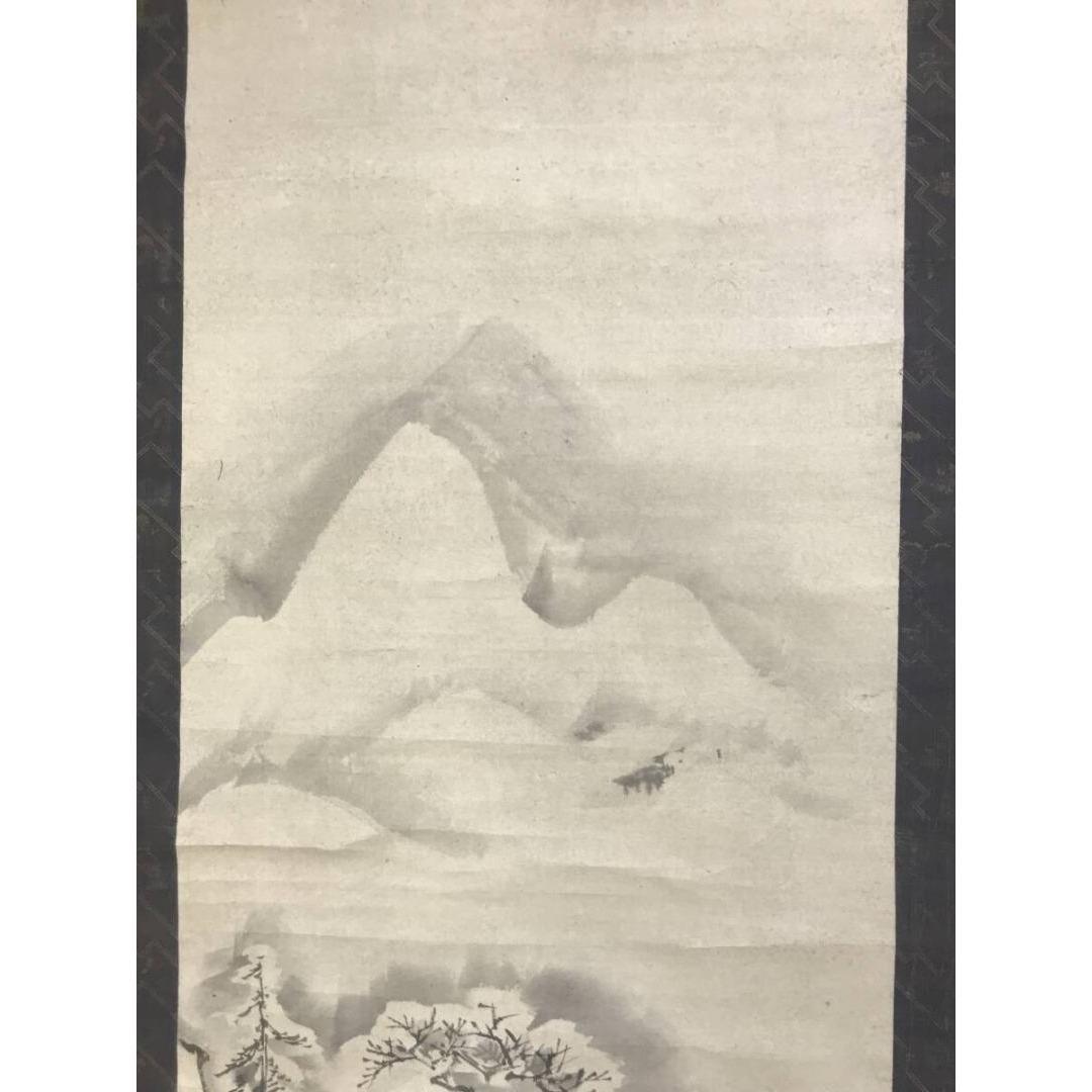 真作/山田道安/山水図/秋冬双幅/掛軸/名家伝来/AK-603