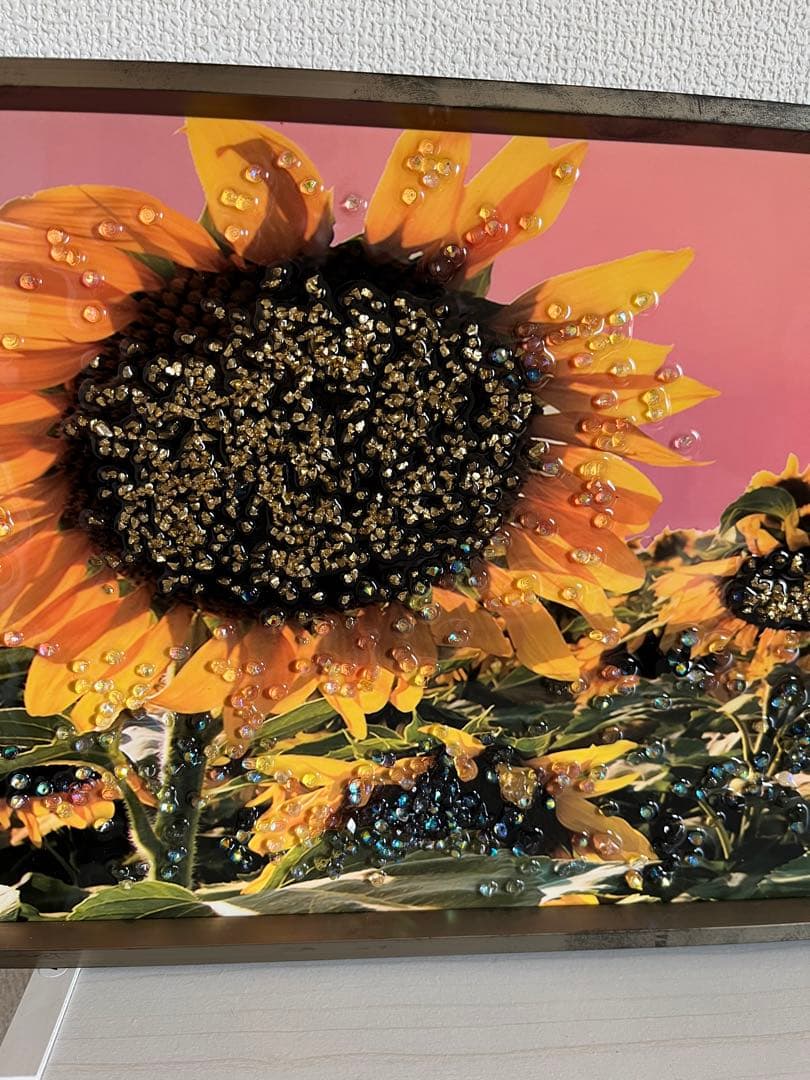 クリスタルアート　ピクチャー　水晶絵　ひまわり