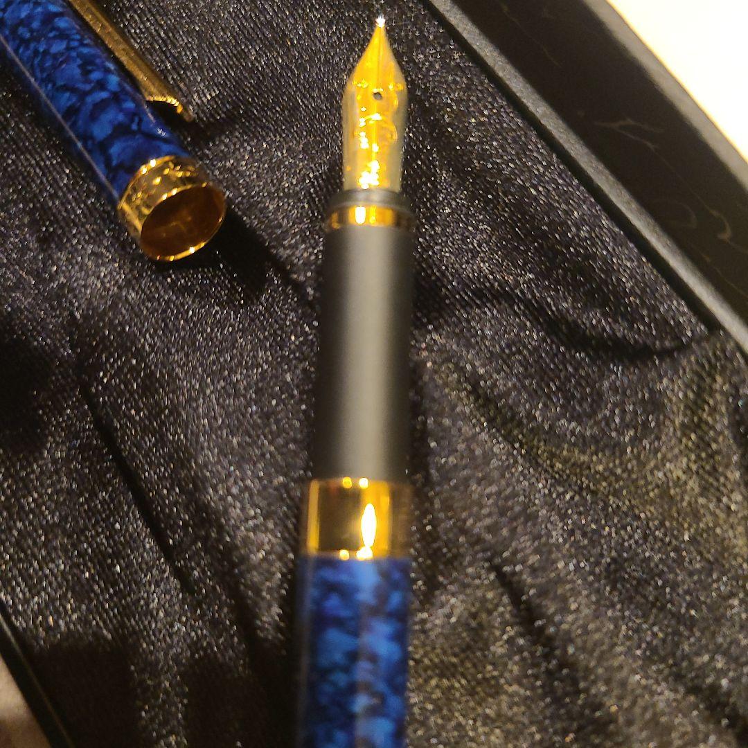 モンブランmontblanc ノブレス 万年筆 No.18140 ブルーマーブル