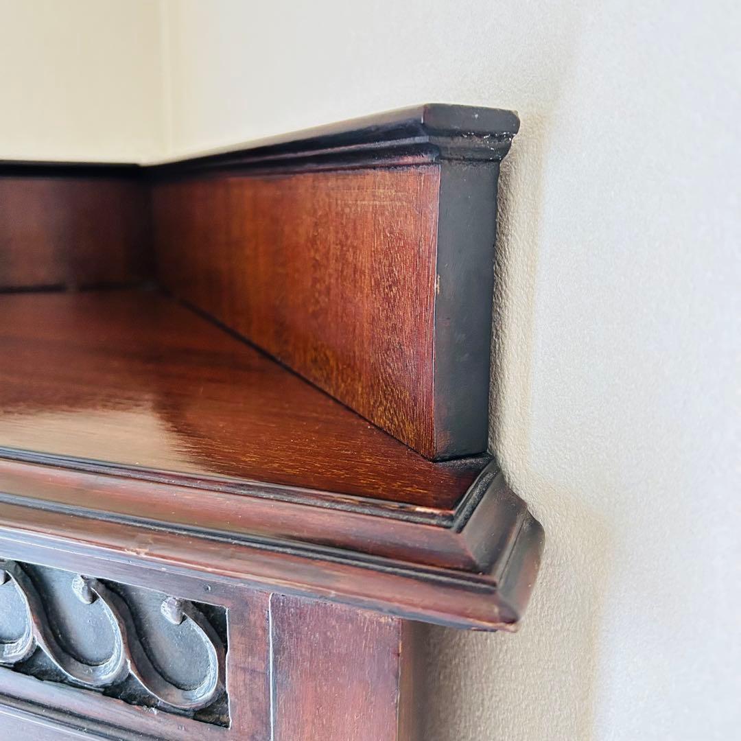 アンティーク　コーナーキャビネット　ガラス　マホガニー材　1910年代　イギリス