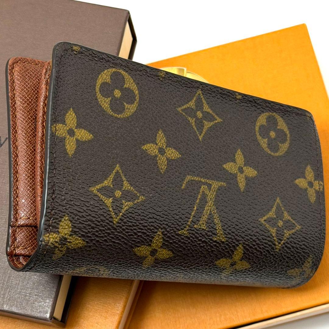 良品. ルイヴィトン モノグラム ポルトモネ ビエ ヴィエノワ がま口 茶 財布