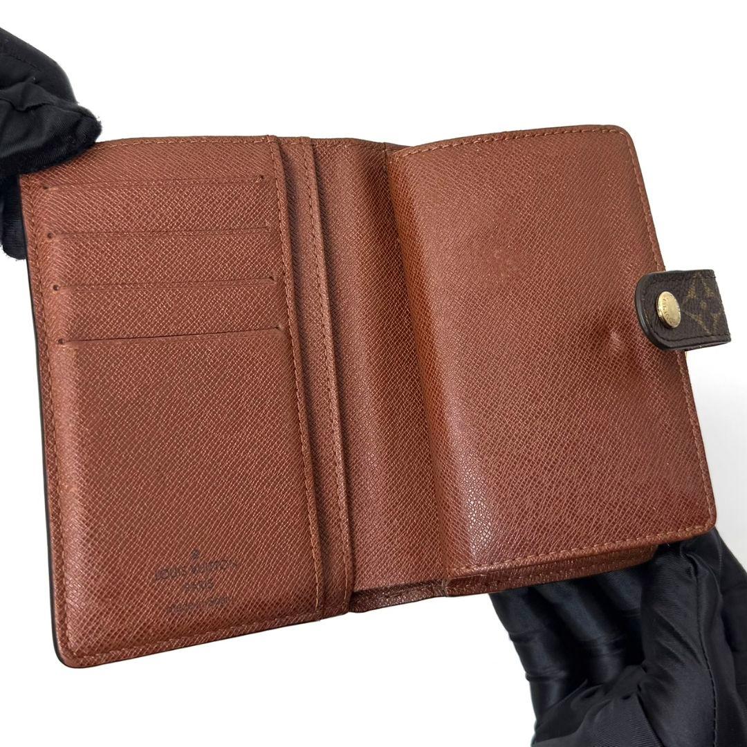 良品. ルイヴィトン モノグラム ポルトモネ ビエ ヴィエノワ がま口 茶 財布