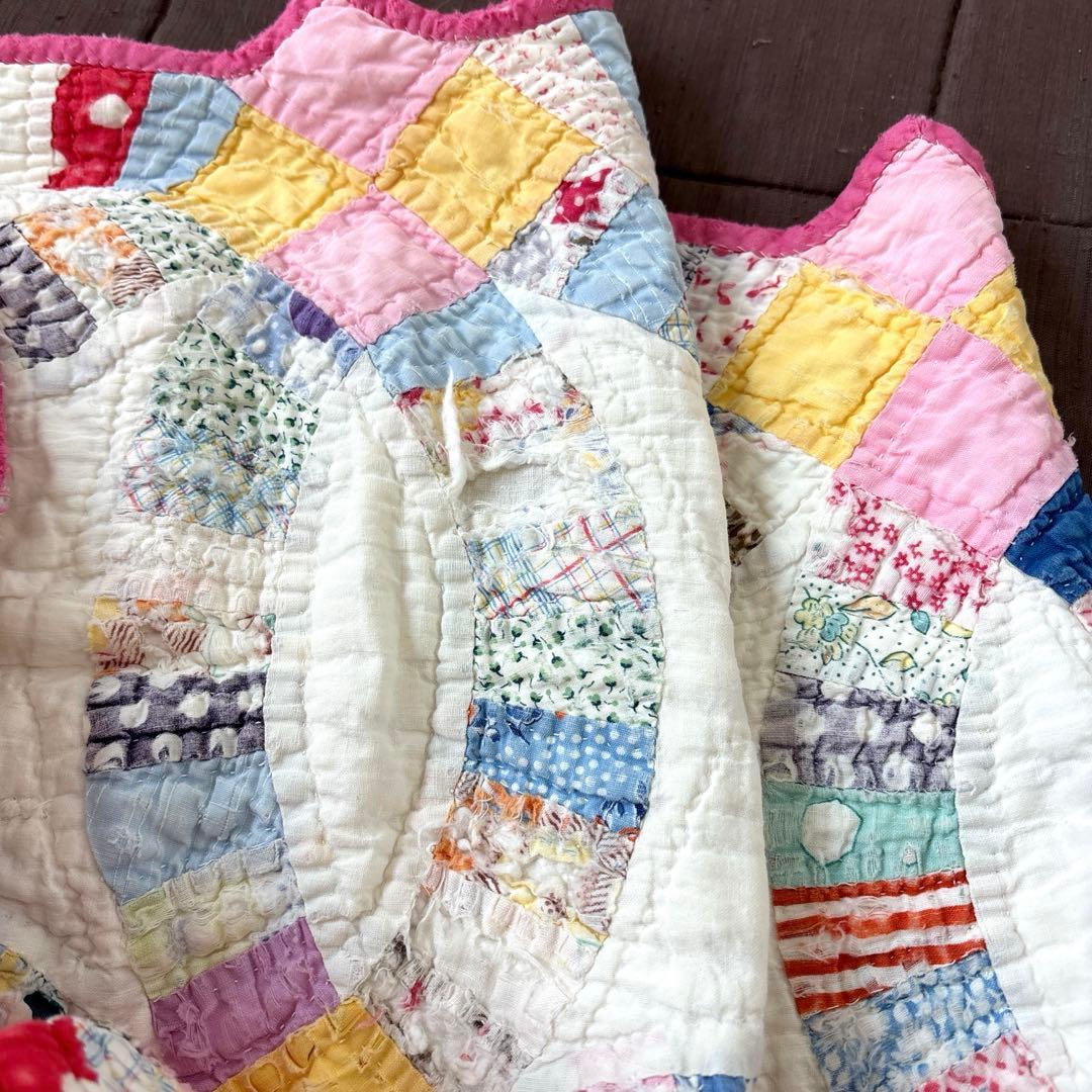 【稀少】【美品】アメリカンアンティーク⭐︎ダブルウエディング　約224×166cm