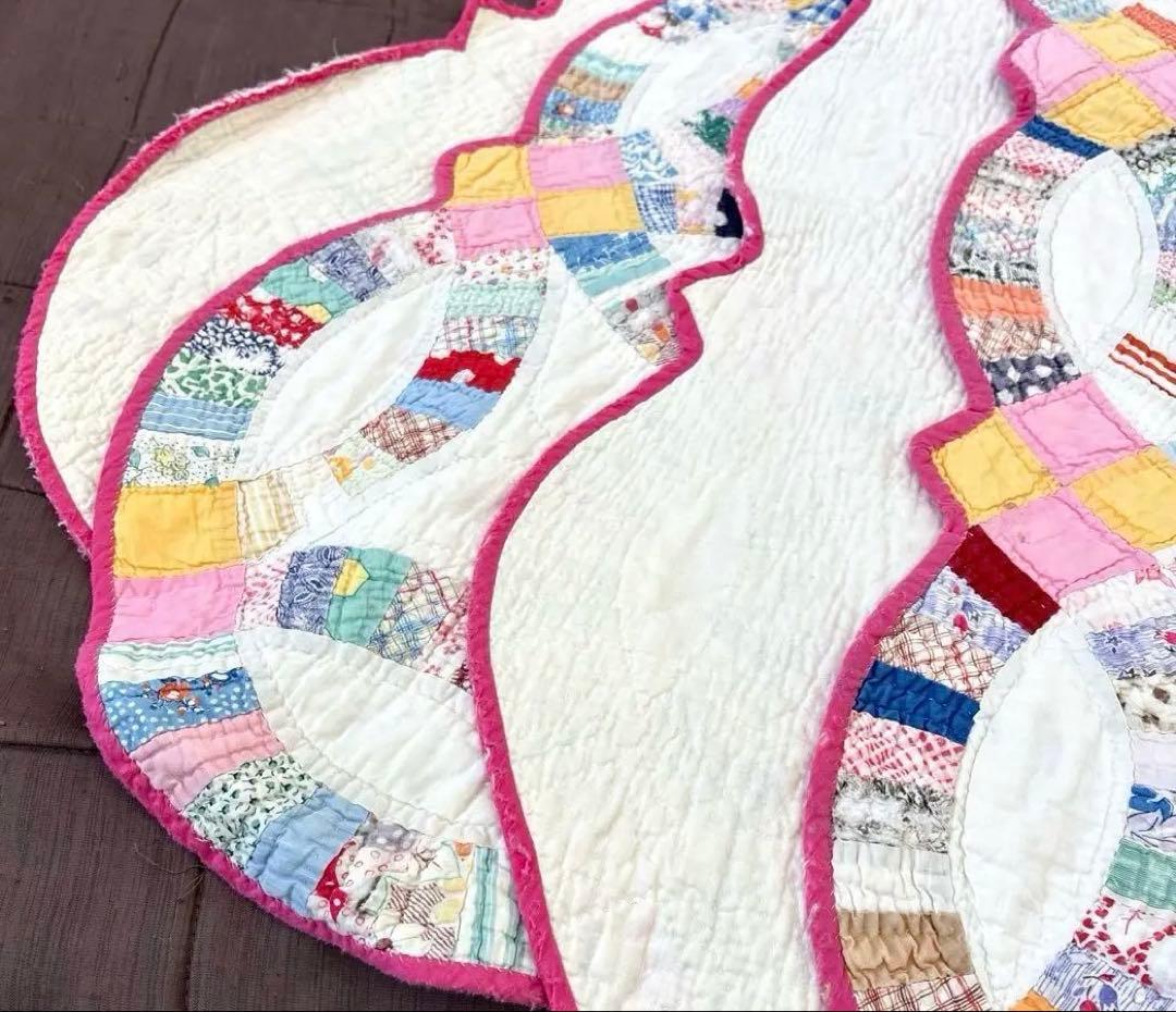 【稀少】【美品】アメリカンアンティーク⭐︎ダブルウエディング　約224×166cm