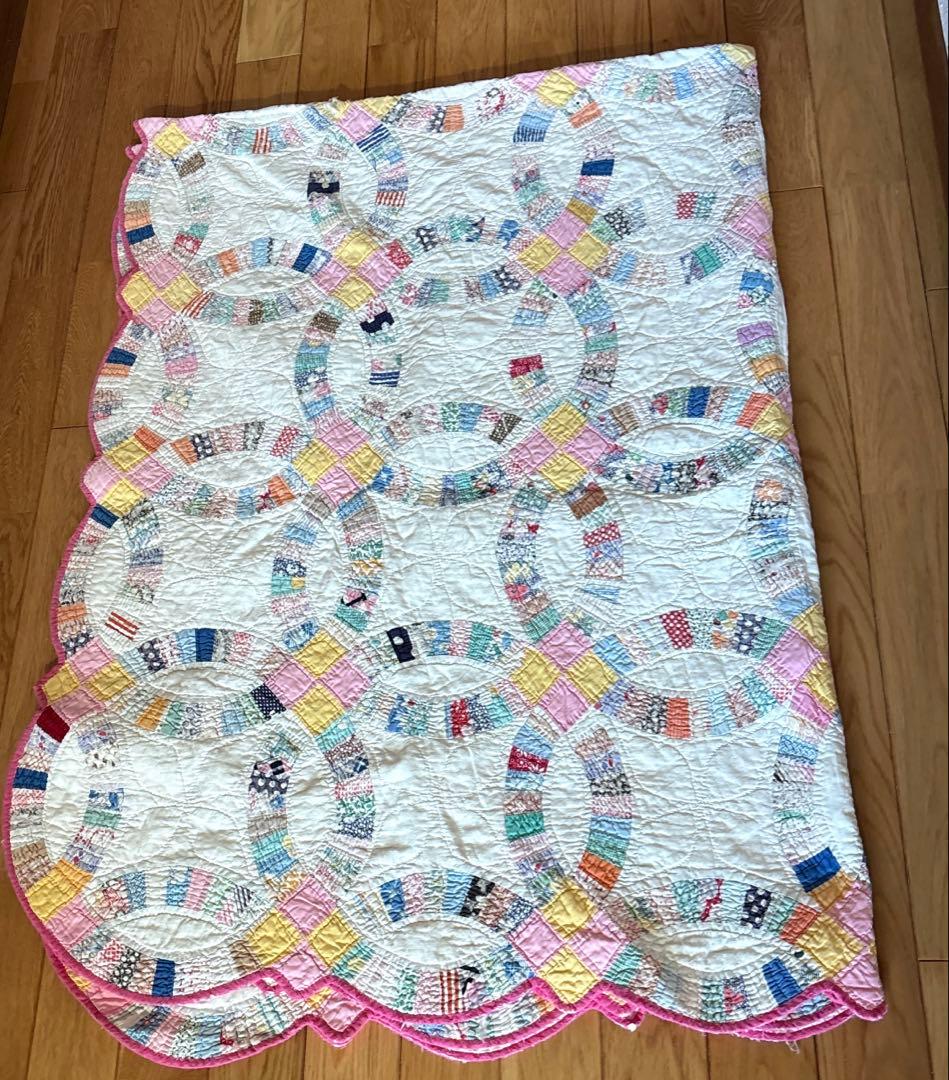 【稀少】【美品】アメリカンアンティーク⭐︎ダブルウエディング　約224×166cm