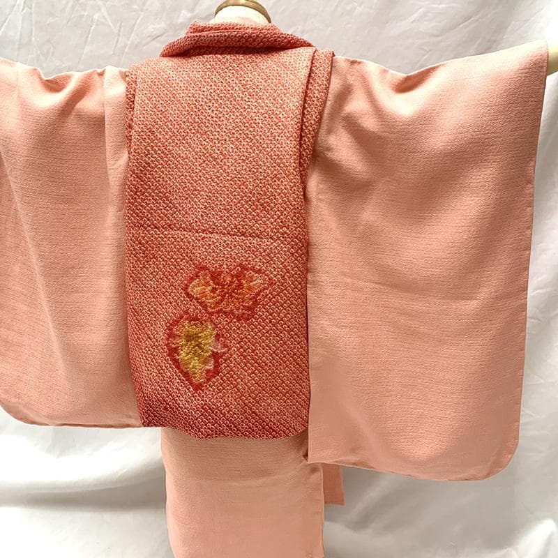 510ag26□七五三 三歳 女児 着物&被布＆長襦袢 作家物 色無地□美品