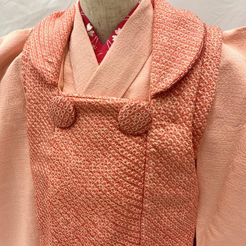 510ag26□七五三 三歳 女児 着物&被布＆長襦袢 作家物 色無地□美品